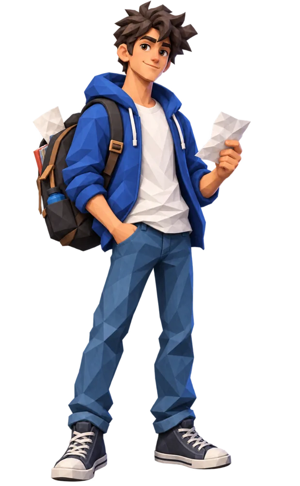 Bob, étudiant vif mais brouillon, une feuille froissée à la main